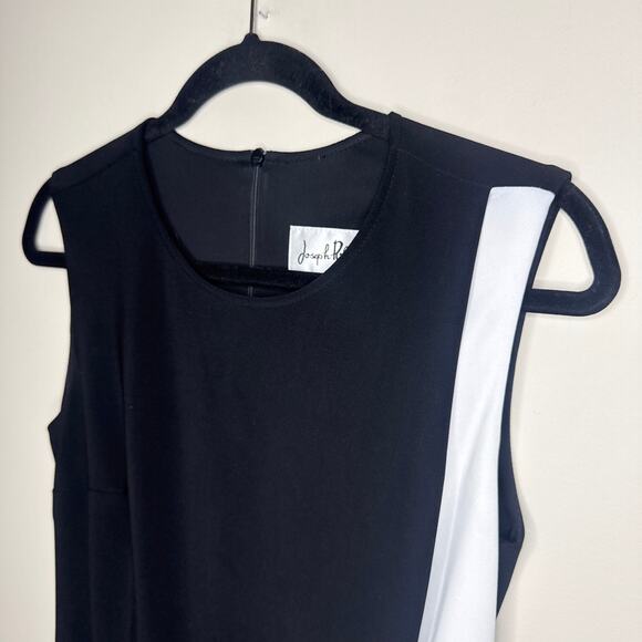Joseph Ribkoff Scuba Crepe Color Block Dress in Black & Vanilla SZ 8 Sleeveless - Picture 3 of 5